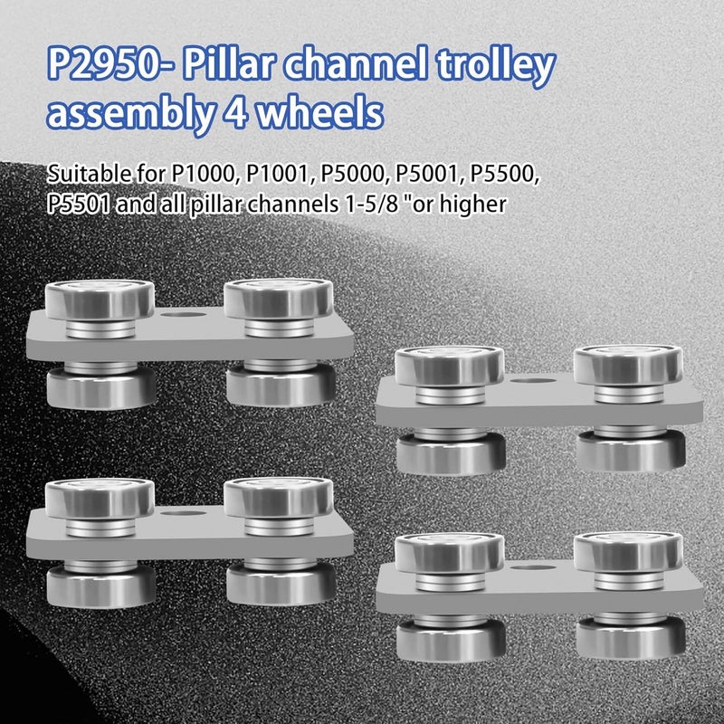 FBULWSEC P2950-EG 4 Wheel Trolley Roller Assembly for All 1-5/8" or Taller Unistrut, SuperStrut Channel Trolley Track (8 PACK) - Image 2